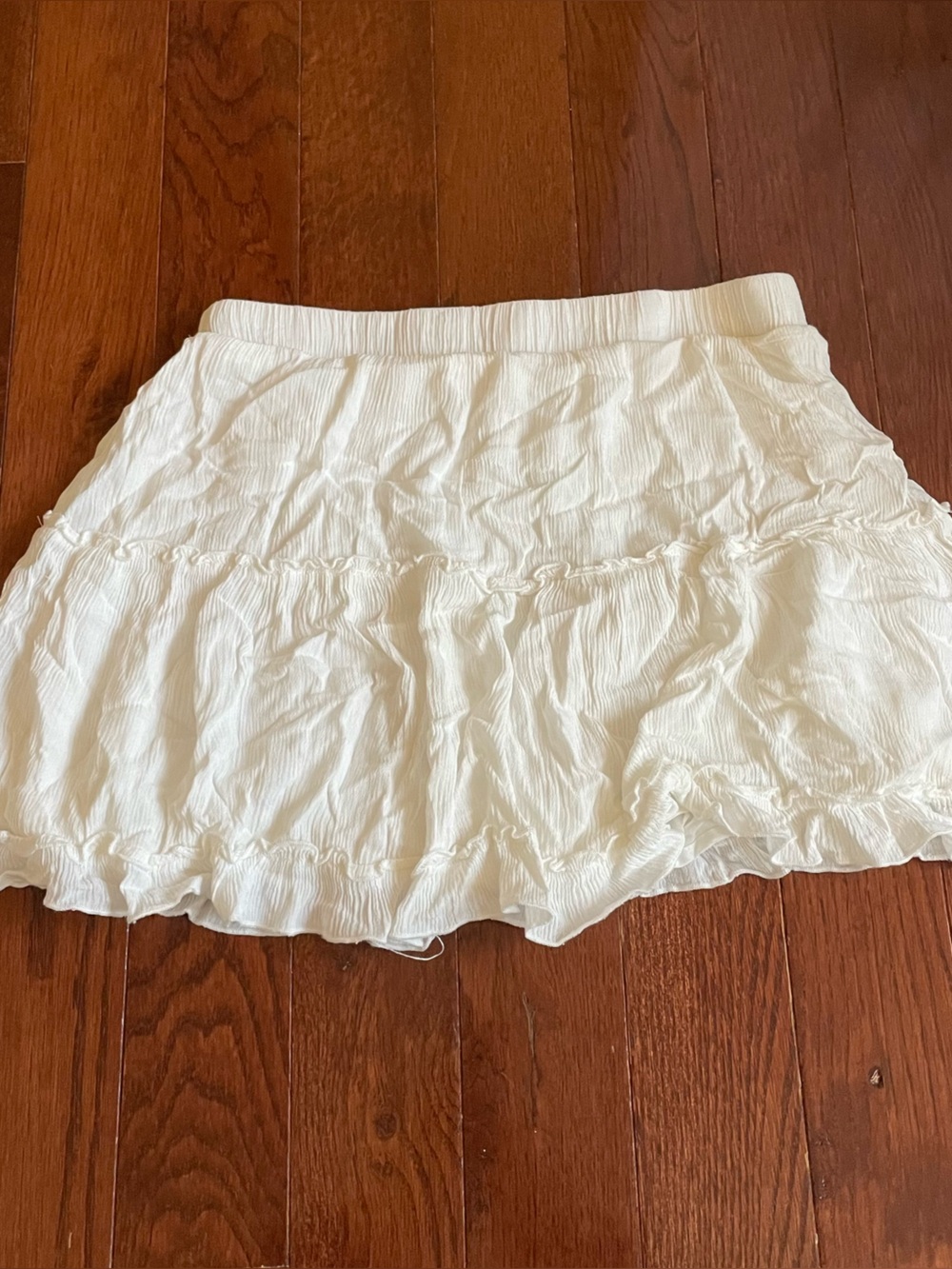 Garage white ruffle mini skirt